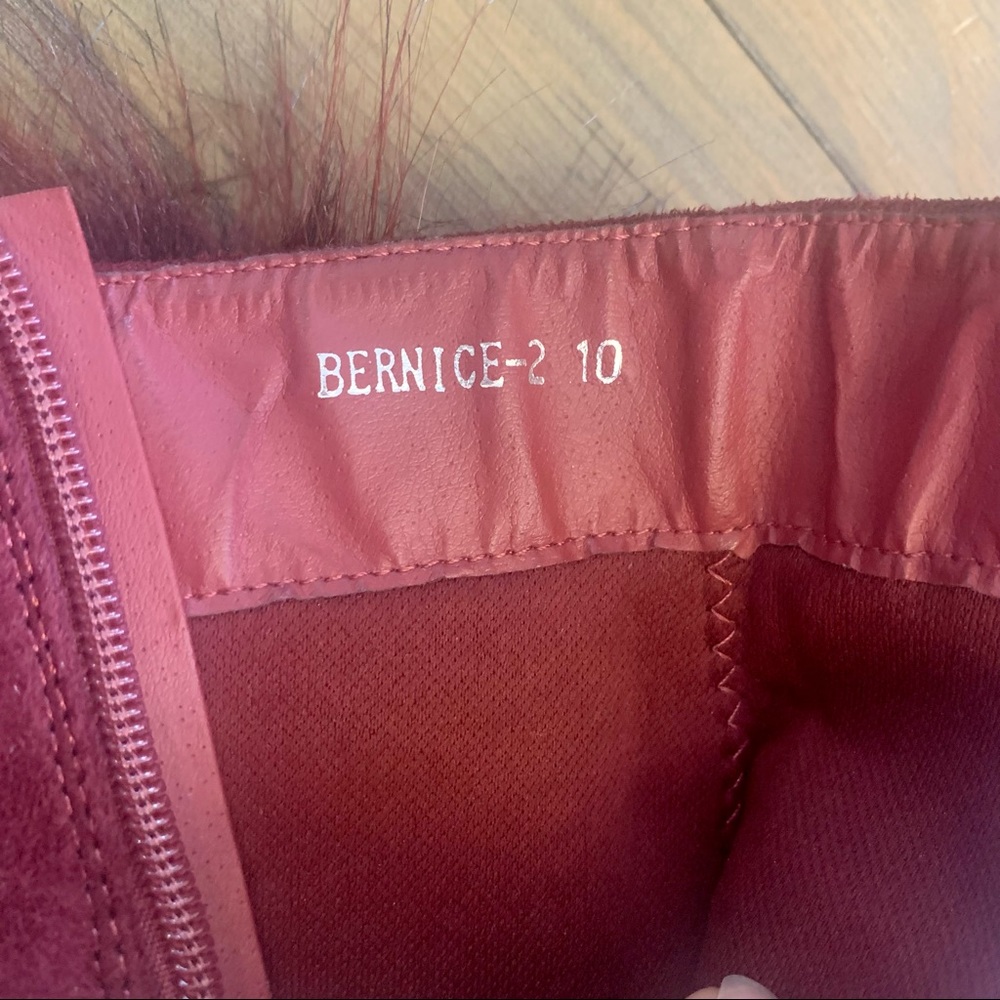 SOLD Cape Robbin | Bernice Ankle Boot Faux Fur in Burgundy - Picture 11 of 11